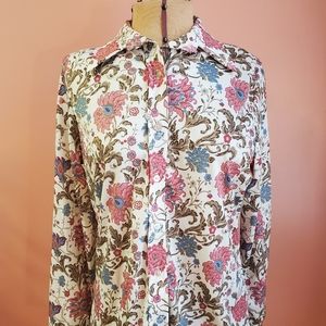 Vintage 1970s Jack Winter Floral Blouse